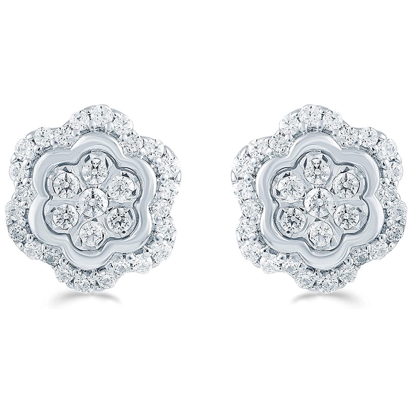 14k 12 Ct Diamond Cluster Earrings 533$